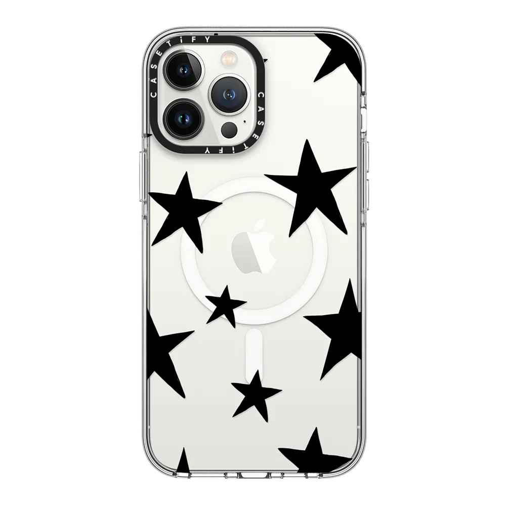 Clear iPhone 13 Pro Max Case MagSafe Compatible - Stars Black