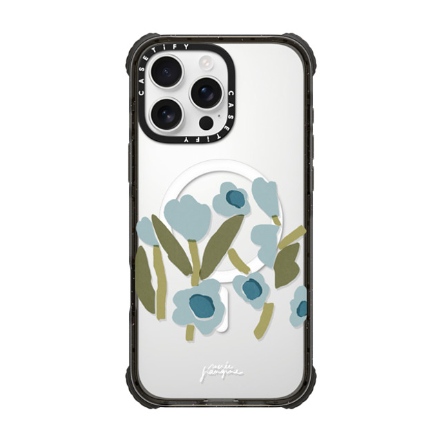 Sacree Frangine x CASETiFY iPhone 16 Pro Max Case Black ウルトラ インパクトケース MagSafe 対応 Fleurs Bleues Back to School Sacree Frangine x CASETiFY iPhone 16 Pro Max Case Black ウルトラ インパクトケース MagSafe 対応 Fleurs Bleues Back to School