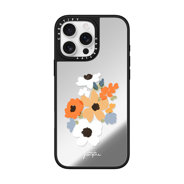 Sacree Frangine x CASETiFY iPhone 16 Pro Max ケース Silver on Black ミラーケース MagSafe対応 Composition Florale Back to School Sacree Frangine x CASETiFY iPhone 16 Pro Max ケース Silver on Black ミラーケース MagSafe対応 Composition Florale Back to School