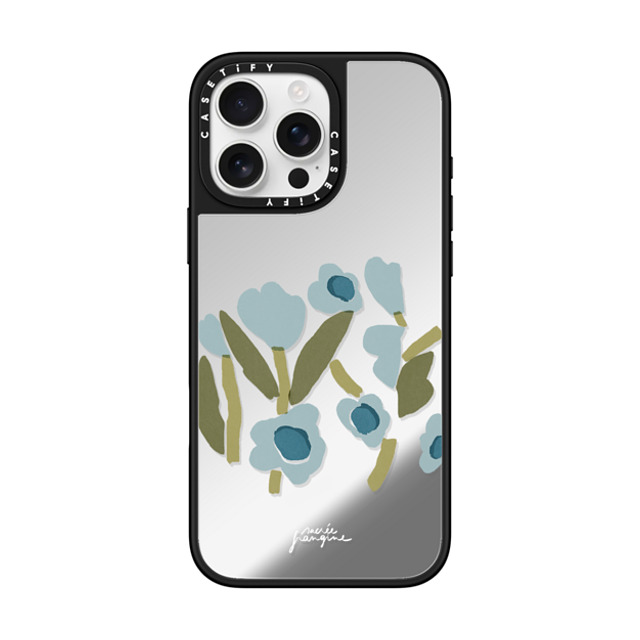 Sacree Frangine x CASETiFY iPhone 16 Pro Max Case Silver on Black ミラーケース MagSafe対応 Fleurs Bleues Back to School Sacree Frangine x CASETiFY iPhone 16 Pro Max Case Silver on Black ミラーケース MagSafe対応 Fleurs Bleues Back to School