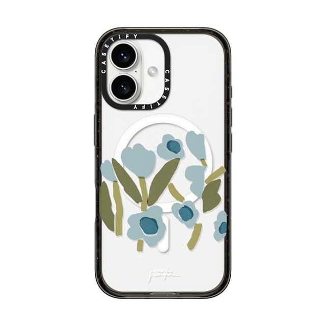 Sacree Frangine x CASETiFY iPhone 16 Case Black Impact Case MagSafe Compatible Fleurs Bleues Mother's Day Sacree Frangine x CASETiFY iPhone 16 Case Black Impact Case MagSafe Compatible Fleurs Bleues Mother's Day