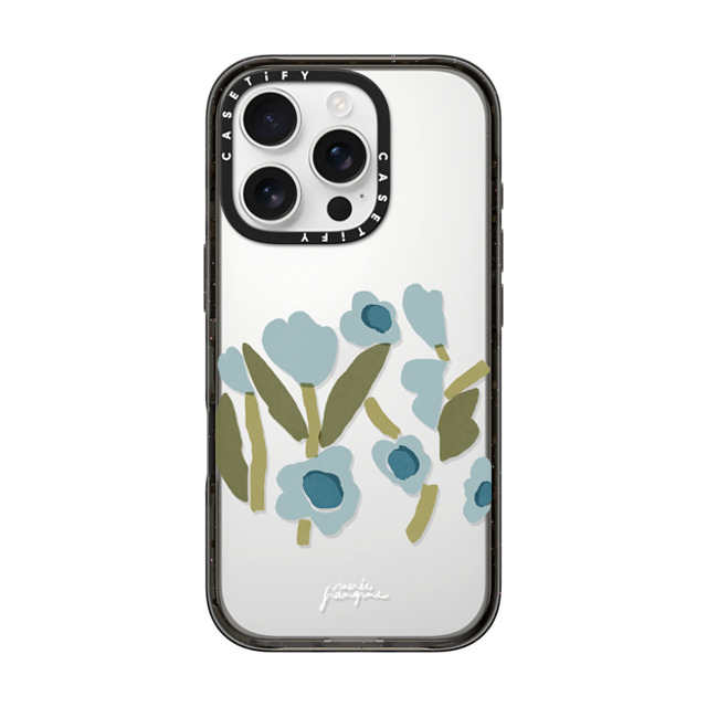 Sacree Frangine x CASETiFY iPhone 16 Pro ケース ブラック インパクトケース Fleurs Bleues Back to School Sacree Frangine x CASETiFY iPhone 16 Pro ケース ブラック インパクトケース Fleurs Bleues Back to School