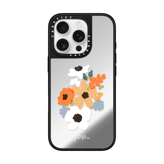 Sacree Frangine x CASETiFY iPhone 16 Pro ケース Silver on Black ミラーケース MagSafe対応 Composition Florale Back to School Sacree Frangine x CASETiFY iPhone 16 Pro ケース Silver on Black ミラーケース MagSafe対応 Composition Florale Back to School