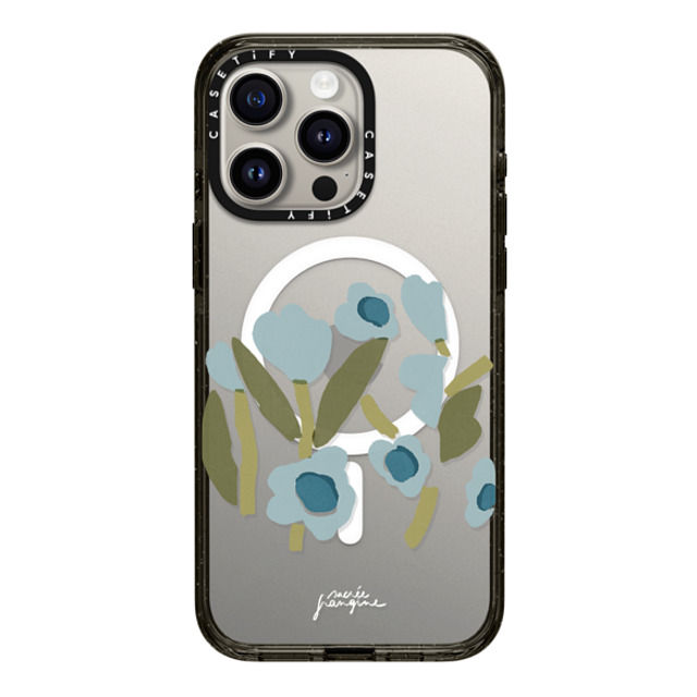 Sacree Frangine x CASETiFY iPhone 15 Pro Max Case Black Impact Case MagSafe Compatible Fleurs Bleues Back to School Sacree Frangine x CASETiFY iPhone 15 Pro Max Case Black Impact Case MagSafe Compatible Fleurs Bleues Back to School