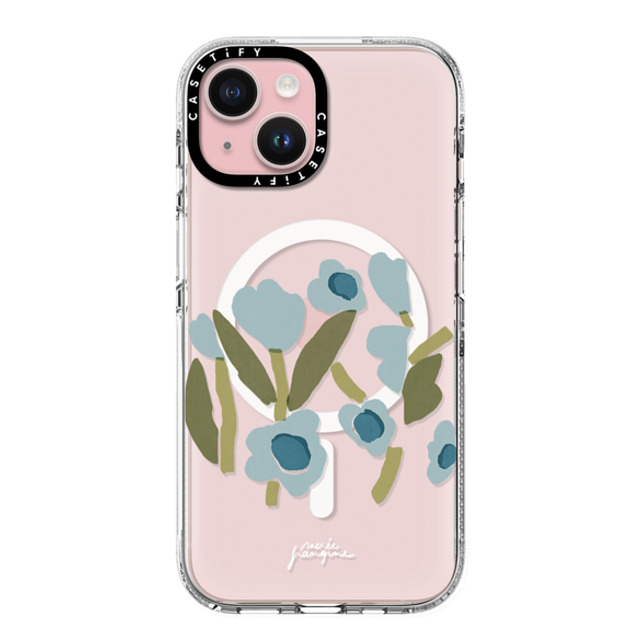 Sacree Frangine x CASETiFY iPhone 15 Case クリア クリア ケース MagSafe対応 Fleurs Bleues Back to School Sacree Frangine x CASETiFY iPhone 15 Case クリア クリア ケース MagSafe対応 Fleurs Bleues Back to School