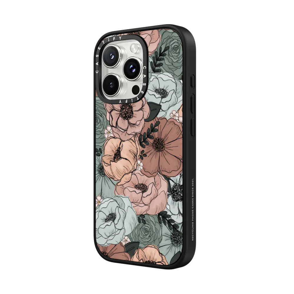Impact iPhone 16 Pro Case MagSafe Compatible - Mint Florals by KT's Canvases