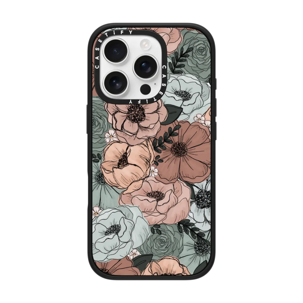 Impact iPhone 16 Pro Case MagSafe Compatible - Mint Florals by KT's Canvases
