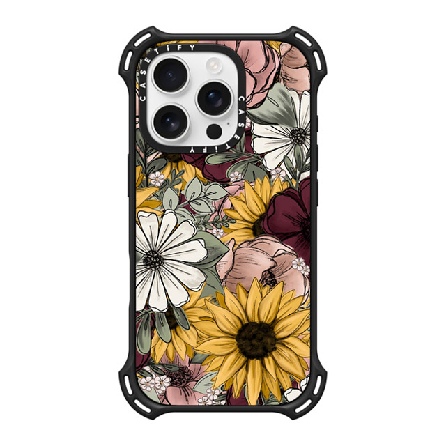 CASETiFY iPhone 16 Pro ケース マットブラック バウンスケース フローラル Floral Mix by KT's Canvases