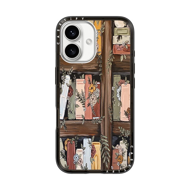 CASETiFY iPhone 16 ケース ブラック インパクトライトケース フローラル Bookshelf Garden by KT's Canvases