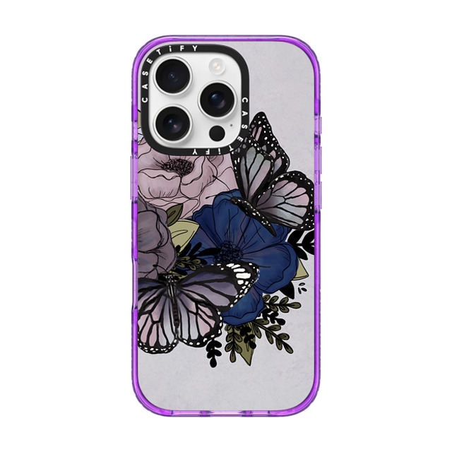 CASETiFY iPhone 16 Pro Case パープル Impact Case MagSafe Compatible Butterfly,Floral Purple Butterfly Florals by KT's Canvases CASETiFY iPhone 16 Pro Case パープル Impact Case MagSafe Compatible Butterfly,Floral Purple Butterfly Florals by KT's Canvases
