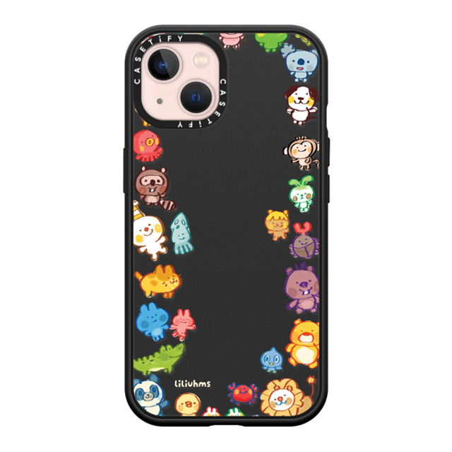 Liliuhms x CASETiFY iPhone 13 ケース マットブラック インパクトケース MagSafe対応 Goofy Gathering of Animals