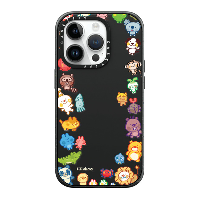 Liliuhms x CASETiFY iPhone 14 Pro ケース マットブラック インパクトケース MagSafe対応 Goofy Gathering of Animals