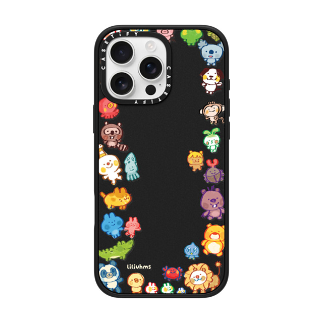 Liliuhms x CASETiFY iPhone 16 Pro Max ケース マットブラック インパクトケース Goofy Gathering of Animals