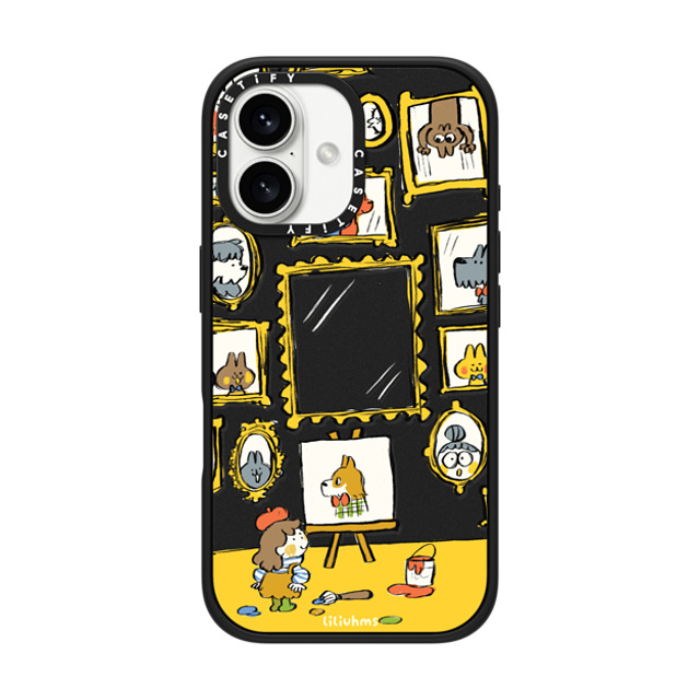 Liliuhms x CASETiFY iPhone 16 ケース マットブラック インパクトケース MagSafe対応 The Artist's Pet Portraits