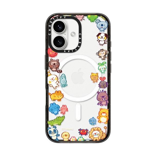 Liliuhms x CASETiFY iPhone 16 ケース ブラック インパクトケース MagSafe対応 Goofy Gathering of Animals