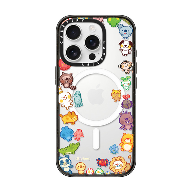 Liliuhms x CASETiFY iPhone 16 Pro ケース ブラック インパクトケース MagSafe対応 Goofy Gathering of Animals