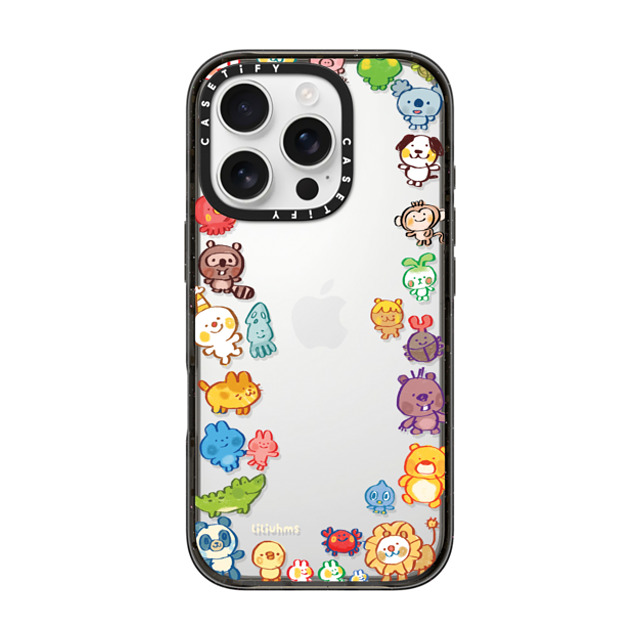 Liliuhms x CASETiFY iPhone 16 Pro ケース ブラック インパクトケース Goofy Gathering of Animals