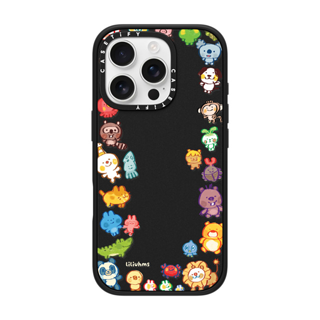 Liliuhms x CASETiFY iPhone 16 Pro ケース マットブラック インパクトケース Goofy Gathering of Animals