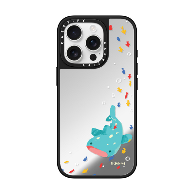 Liliuhms x CASETiFY iPhone 16 Pro ケース Silver on Black ミラーケース MagSafe対応 Whale Shark's Open Space