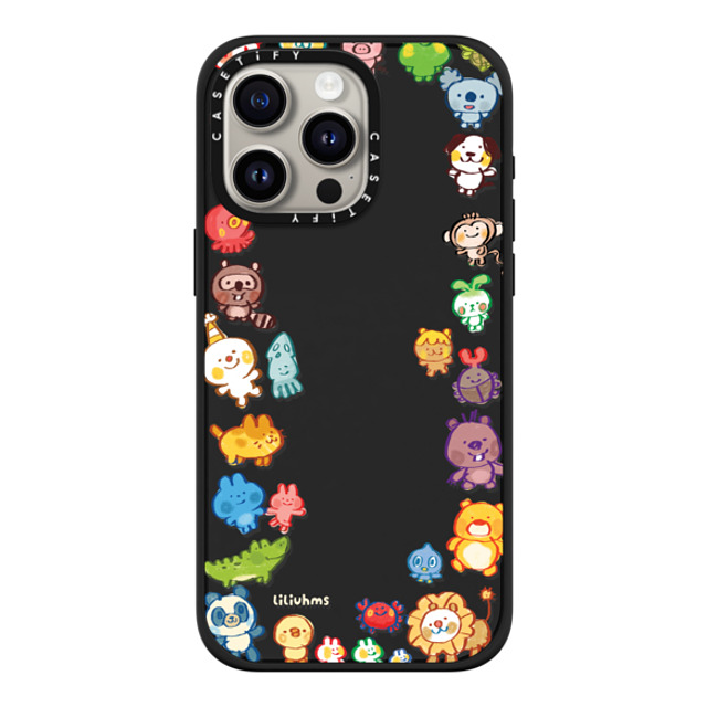 Liliuhms x CASETiFY iPhone 15 Pro Max ケース マットブラック インパクトケース MagSafe対応 Goofy Gathering of Animals