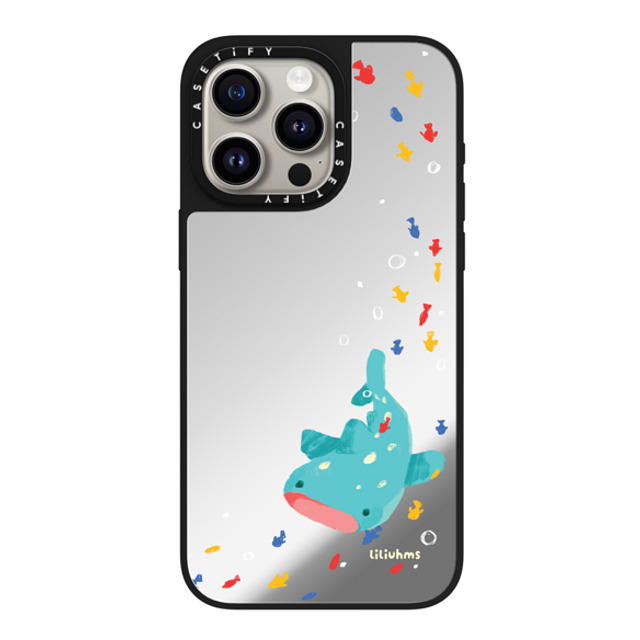 Liliuhms x CASETiFY iPhone 15 Pro Max ケース Silver on Black ミラーケース MagSafe対応 Whale Shark's Open Space