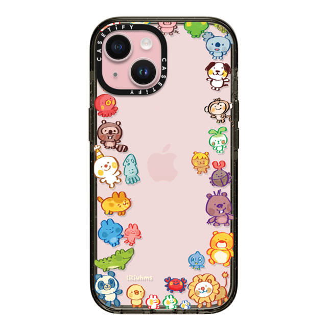 Liliuhms x CASETiFY iPhone 15 ケース ブラック インパクトケース Goofy Gathering of Animals