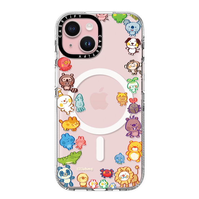 Liliuhms x CASETiFY iPhone 15 ケース クリア クリア ケース MagSafe対応 Goofy Gathering of Animals