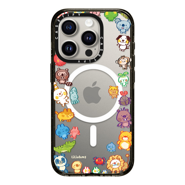 Liliuhms x CASETiFY iPhone 15 Pro ケース ブラック インパクトケース MagSafe対応 Goofy Gathering of Animals