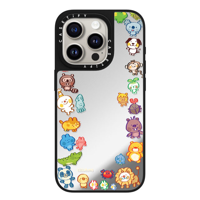 Liliuhms x CASETiFY iPhone 15 Pro Case Silver on Black ミラーケース MagSafe対応 Goofy Gathering of Animals Liliuhms x CASETiFY iPhone 15 Pro Case Silver on Black ミラーケース MagSafe対応 Goofy Gathering of Animals
