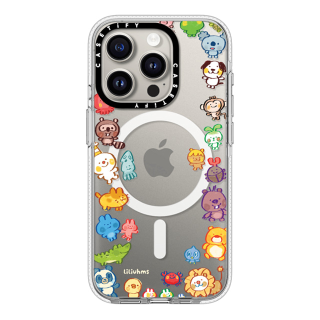 Liliuhms x CASETiFY iPhone 15 Pro ケース クリア クリア ケース MagSafe対応 Goofy Gathering of Animals