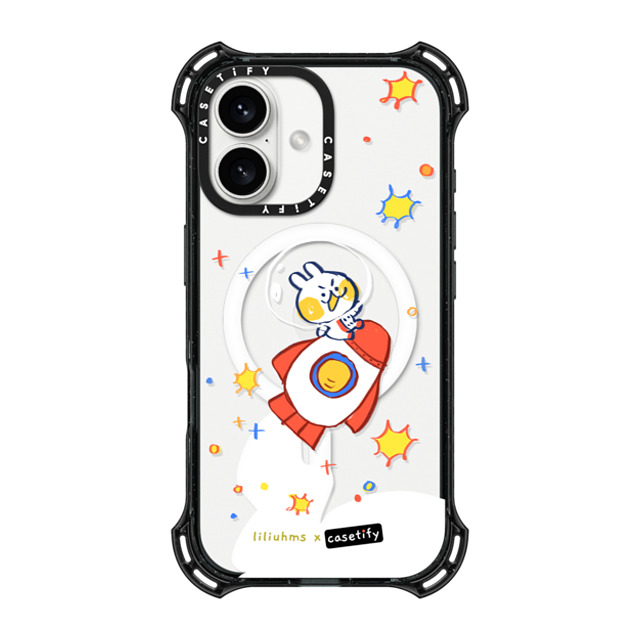 Liliuhms x CASETiFY iPhone 16 ケース ブラック バウンスケース Rocket Bun in Space