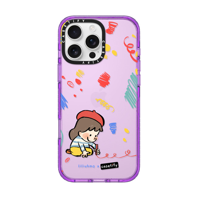 Liliuhms x CASETiFY iPhone 16 Pro Max ケース パープル インパクトケース liliuhms Drawing
