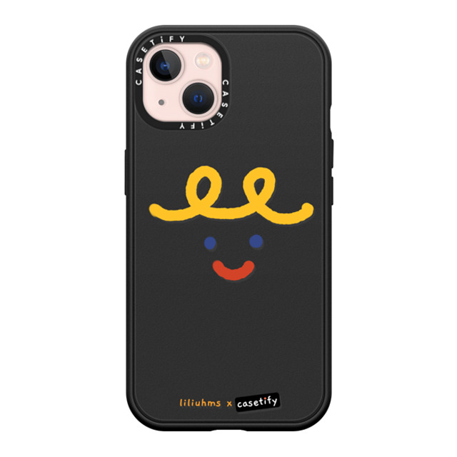 Liliuhms x CASETiFY iPhone 13 ケース マットブラック インパクトケース MagSafe対応 Macaroni Smile