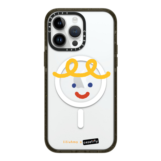 Liliuhms x CASETiFY iPhone 14 Pro Max ケース ブラック インパクトケース MagSafe対応 Macaroni Smile