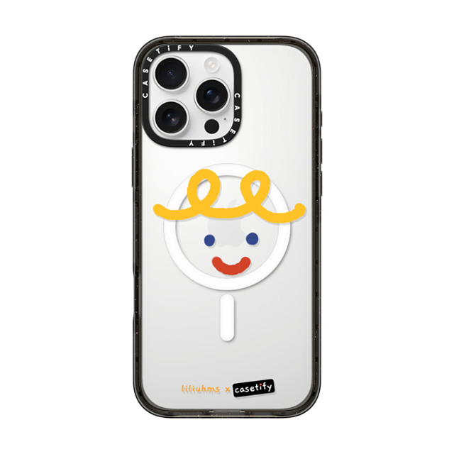 Liliuhms x CASETiFY iPhone 16 Pro Max ケース ブラック インパクトケース MagSafe対応 Macaroni Smile