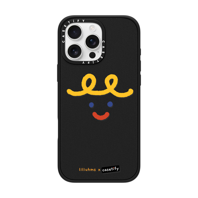 Liliuhms x CASETiFY iPhone 16 Pro Max ケース マットブラック インパクトケース MagSafe対応 Macaroni Smile