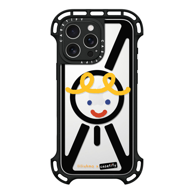 Liliuhms x CASETiFY iPhone 16 Pro Max ケース ブラック ウルトラ バウンスケース MagSafe対応 Macaroni Smile