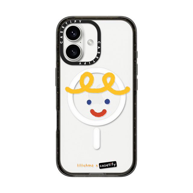 Liliuhms x CASETiFY iPhone 16 ケース ブラック インパクトケース MagSafe対応 Macaroni Smile