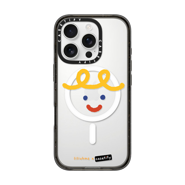 Liliuhms x CASETiFY iPhone 16 Pro ケース ブラック インパクトケース MagSafe対応 Macaroni Smile