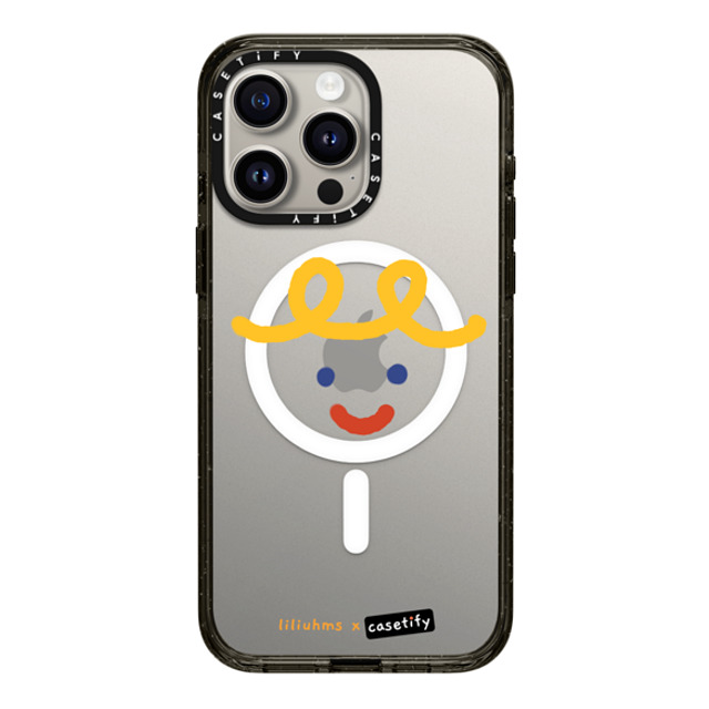 Liliuhms x CASETiFY iPhone 15 Pro Max ケース ブラック インパクトケース MagSafe対応 Macaroni Smile