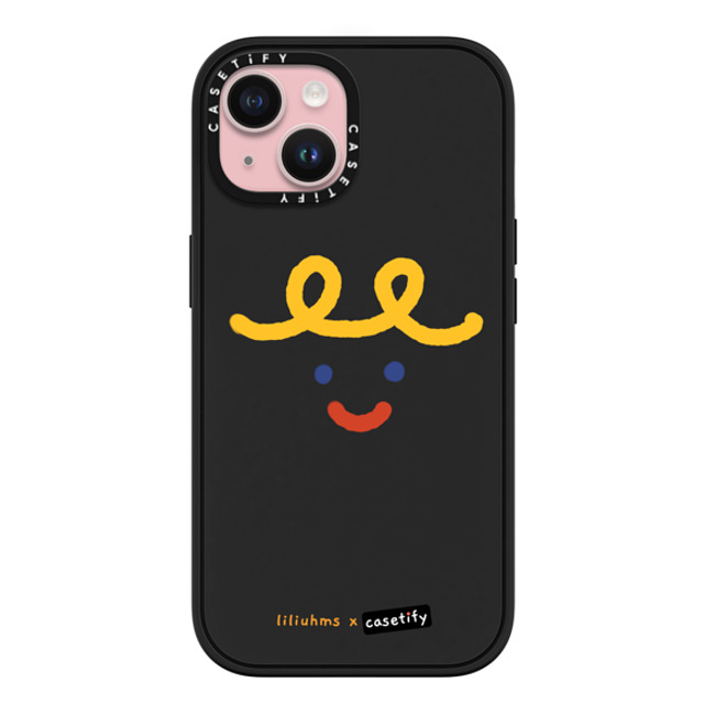 Liliuhms x CASETiFY iPhone 15 ケース マットブラック インパクトケース MagSafe対応 Macaroni Smile