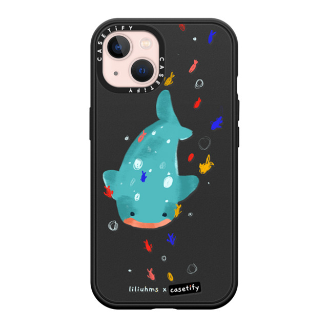 Liliuhms x CASETiFY iPhone 13 ケース マットブラック インパクトケース MagSafe対応 Whale Shark & Friends