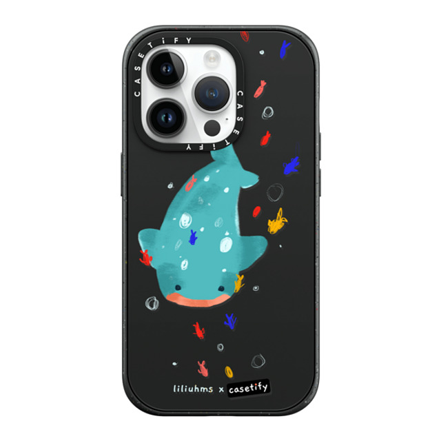 Liliuhms x CASETiFY iPhone 14 Pro ケース マットブラック インパクトケース MagSafe対応 Whale Shark & Friends