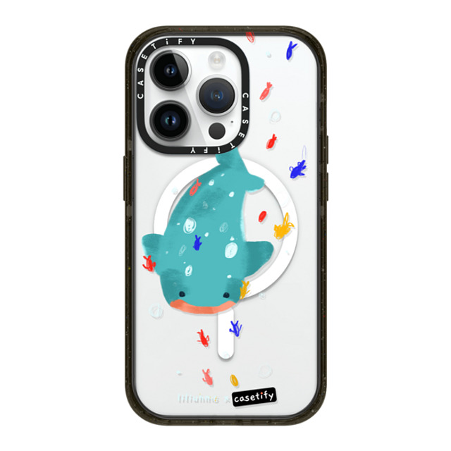 Liliuhms x CASETiFY iPhone 14 Pro ケース ブラック インパクトケース MagSafe対応 Whale Shark & Friends