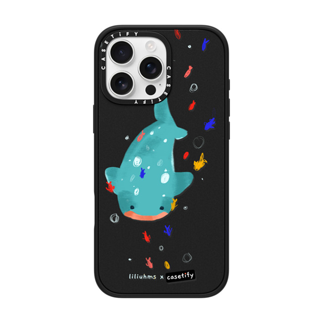 Liliuhms x CASETiFY iPhone 16 Pro Max ケース マットブラック インパクトケース MagSafe対応 Whale Shark & Friends