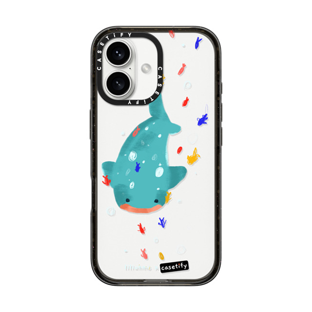 Liliuhms x CASETiFY iPhone 16 ケース ブラック インパクトケース Whale Shark & Friends