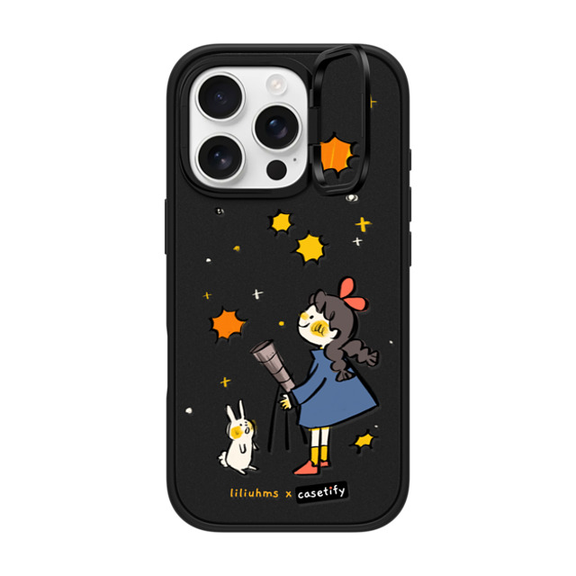 Liliuhms x CASETiFY iPhone 16 Pro ケース マットブラック インパクトリングスタンドケース MagSafe対応 Starry Night