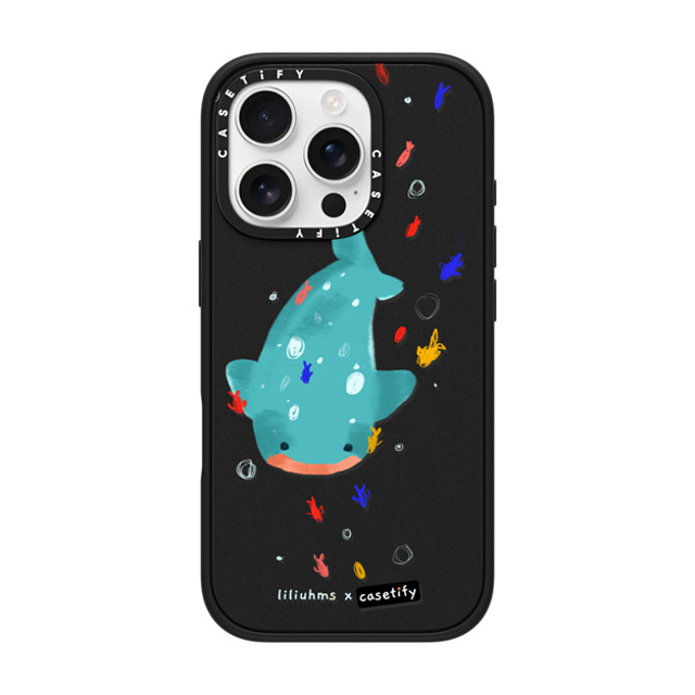 Liliuhms x CASETiFY iPhone 16 Pro ケース マットブラック インパクトケース MagSafe対応 Whale Shark & Friends