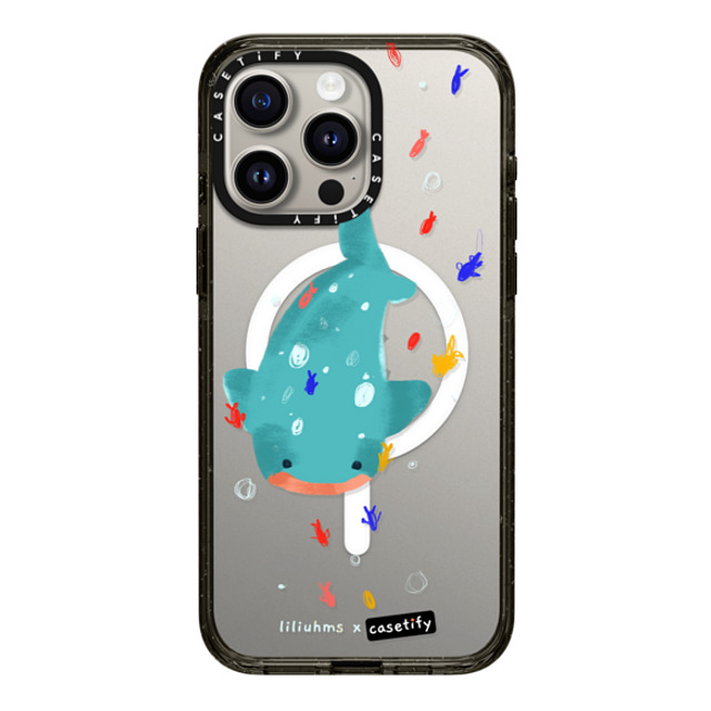 Liliuhms x CASETiFY iPhone 15 Pro Max ケース ブラック インパクトケース MagSafe対応 Whale Shark & Friends