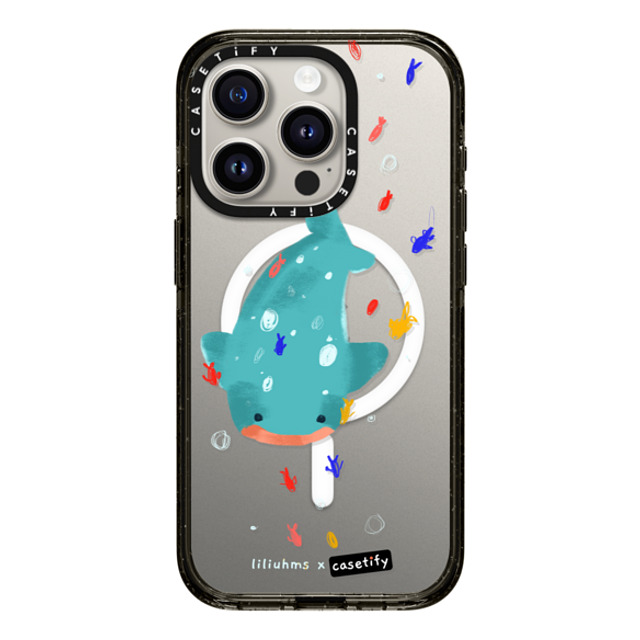 Liliuhms x CASETiFY iPhone 15 Pro ケース ブラック インパクトケース MagSafe対応 Whale Shark & Friends